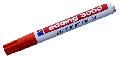 Produktbild von Edding 3000, Orange, Rundspitze, Orange, Rot, Weiß, 1,5 mm, 3 mm, Karton, Glas, Leder, Metall, Kunststoff, Holz