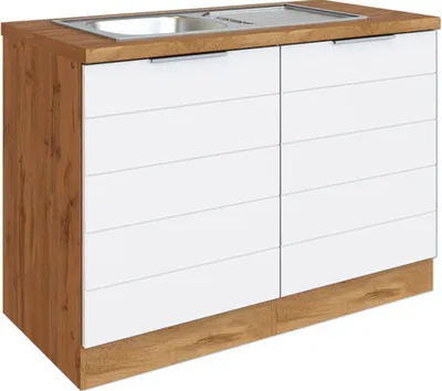 Produktbild von Held Möbel Spülenschrank inkl Spüle Florenz BxTxH 120 x 60 x 82 cm weiß matt zerlegt Anschlag reversibel 667.6291