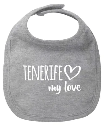 Produktbild von Huuraa Baby Lätzchen Tenerife my love Heather Grey Klettverschluss  Baumwolle Latz Geschenkidee