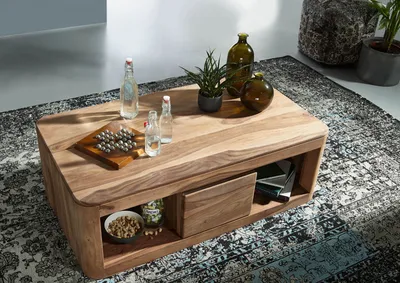 Produktbild von MASSIVMOEBEL24 Couchtisch Sheesham 118x65x40 rot-braun gebeizt TORONTO #152