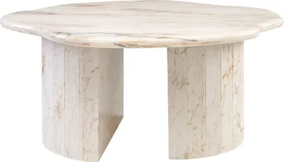 Produktbild von Casa Padrino Luxus Marmor Couchtisch Weiß-Beige 106 x 105 x H. 46,5 cm - Marmor Wohnzimmertisch - Wohnzimmer Möbel - Luxus Möbel - Marmor Möbel - Luxus Einrichtung