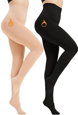 Immagine prodotto di Solidchoice - Leggings termici da donna con fodera in pile spessa, confezione da 1 paio, colore nero + color carne, taglia L-XL