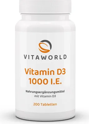Immagine prodotto di Vitaworld Vitamina D3 1000 U.I. | 200 compresse | per il fabbisogno giornaliero