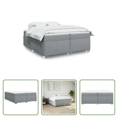Produktbild von The Living Store Boxspringbett mit Matratze Hellgrau 200x200 cm Stoff