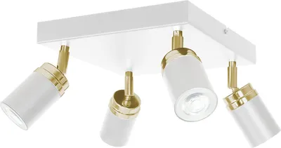 Produktbild von Deckenstrahler Weiß 4-flammig GU10 Metall verstellbar Modern Spot Lampe Decke Wohnzimmer
