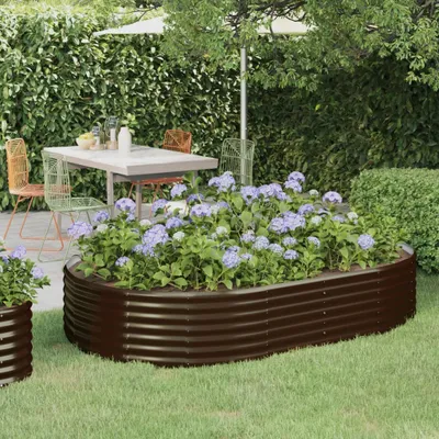 Produktbild von The Living Store Hochbeet Pulverbeschichteter Stahl 214x140x36 cm Braun