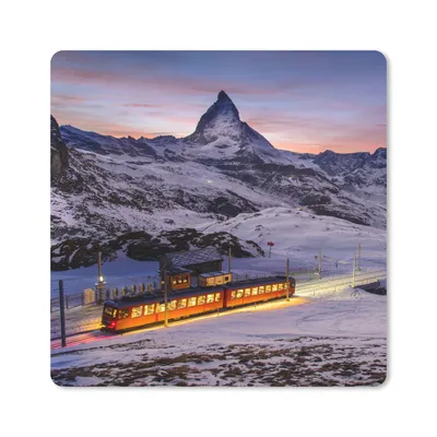 Produktbild von MuchoWow® Mauspad Mousepad Gornergratbahn vor dem Matterhorn im Schweizer Kanton Wallis 20x20 cm - Mousepads - Maus Mat - Pad - Mausunterlage - Desk Mat - Bureauartikeln