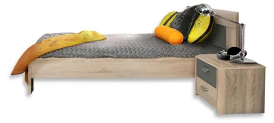 Immagine prodotto di FORTE, letto per giovani, superficie di riposo 90 x 200 cm, realizzato in materiale composito di legno, finitura "Sonoma Eiche" (rovere Sonoma)