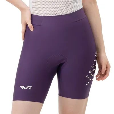Produktbild von ROCKBROS TVI Damen Radlerhose, Hoch Elastisch mit Sitzpolster Atmungsaktive Reflektierend Kurz Fahrradhose für Rennrad Training Lila Eu Gr. S