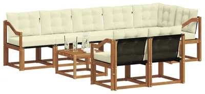 Produktbild von vidaXL Outdoor-Sofagarnitur 9 stk. Natur und Creme