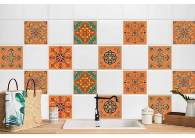 Produktbild von 24 Stück Laminierter Set mit für Fliesen Für Bad Küche Fließen Klebefolie Buntes Set 15 x 15 cm