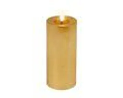 Produktbild von LED Kerze 7,5x20cm Timer - Wachs Flacker-Effekt Gold / Warmweiß