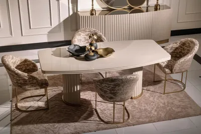 Produktbild von Essgruppe Essecke Esstisch Stühle Set 7tlg Esszimmer Beige Holz Design