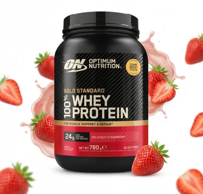 Produktbild von Optimum Nutrition 100% Whey Gold Standard (768g) Delicious Strawberry - Eiweiße - Molkenprotein-Mischung
