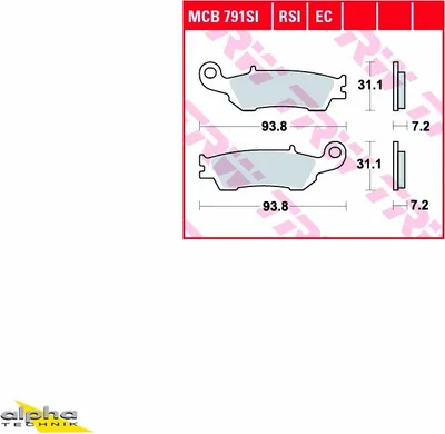 Image de TRW Jeu de plaquettes de frein "MCB 791" type RSI Sinter
