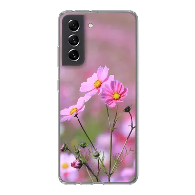 Produktbild von MuchoWow® Handyhülle Schutzhülle Hülle für Samsung Galaxy S21 FE Blumen - Draußen - Rosa Silikon Softcase Handy Hülle - Mobiltelefonhülle