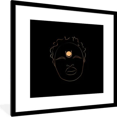 Produktbild von MuchoWow® Gerahmtes Poster Frau - Gold - Strichzeichnung 40x40 cm - Poster mit Schwarzem Bilderrahmen Wandposter Rahmen Foto Bilder - Poster - Plakat im Rahmen
