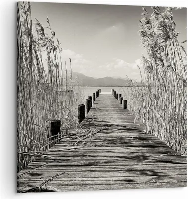 Produktbild von Bild auf Leinwand - Leinwandbild - Einteilig - Brücke Pier Sepia - 50x50cm - Wand Bild - Wanddeko - Wandbilder - Leinwanddruck - Bilder - Wanddekoration - Leinwand bilder - Wandbild - AC50x50-4928