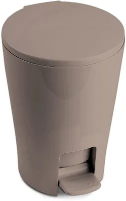 Productafbeelding van Ibenzoa® Compacte en hygiënische trap-afvalbak voor badkamer en gastentoilet, met uitneembaar binnenbakje, 5 liter, taupe, kunststof