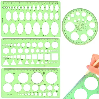 Productafbeelding van Cirkelsjabloon - Geometrische tekensjabloon - Voor school en kantoor - 4 stuks