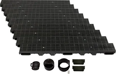 Produktbild von Entwässerungsrinne Höhe 60mm Kunststoff 9m, Längsstabrost, Schwarz