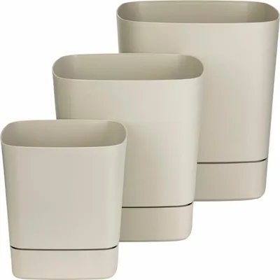 Immagine prodotto di HowHomely | Vasi da fiori con sottovaso - Vasi per piante - beige - Set da 3 - Coprivaso - Decorativi - Fioriere