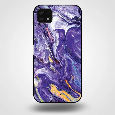 Produktbild von Smartphonica Handytasche für Samsung Galaxy A22 5G mit Marmordruck - TPU Rückseite Hülle Marmor Design - Gold Lila