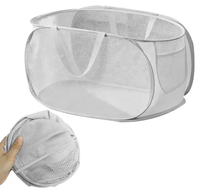 Faltbarer Wäschekorb 70 l mit Griffen, Pop-up, atmungsaktiv, 58 x 35 x 36 cm