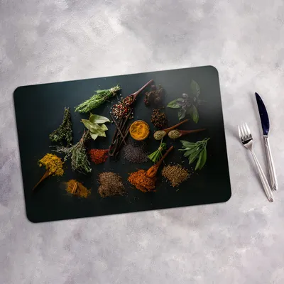 Produktbild von Tischset 6x45x30 cm Platzset Tischmatte Platzmatte Untersetzer - Gewürze Gemüse