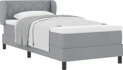 Produktbild von Boxspringbett mit Matratze Hellgrau 90 x 200 cm Stoff