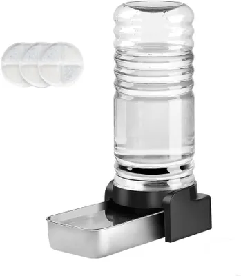 Image de Distributeur d'eau pour chiens et chats, 7,2 litres, avec gamelle en acier inoxydable, fontaine à eau automatique