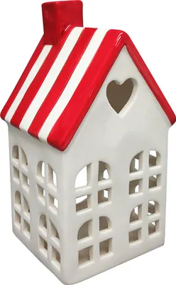 Immagine prodotto di Lanterna da interno in Vetroceramica Hytte 8,8 x 8,5 x 17,2 cm Bianco/Rosso 1 pezzo