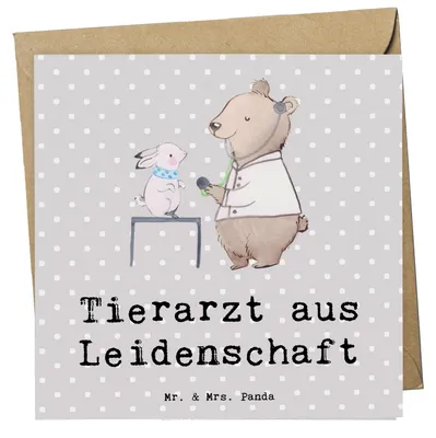 Produktbild von Mr. & Mrs. Panda Grußkarte Tierarzt Leidenschaft - Grau Pastell - Geschenk, anlasskarte, doppelkarte, Klappkarte, Glückwunschkarte, faltkarte