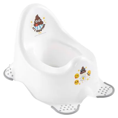 Productafbeelding van Keeper Adam babytoiletje met emoji-print, geschikt voor ongeveer 18 maanden tot 3 jaar, met antislipfunctie, wit