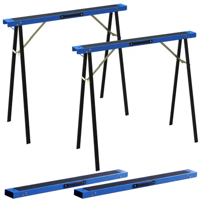 Produktbild von HOMCOM Set aus 2 robusten, klappbaren Sägeböcken aus Metall, Blau