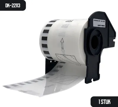 Produktbild von DULA Brother Compatible DK-22113 - Doorlopende labelrol - 1 rol - 62 mm x 15,24 m - Zwart op transparant - Filmptape