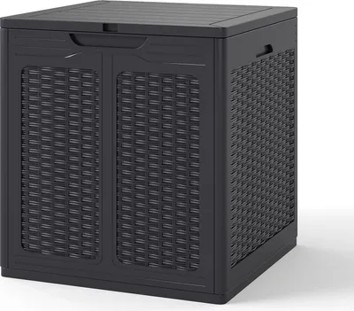 Produktbild von COSTWAY Gartenbox 145L, Auflagenbox mit abschließbarem Deckel & Rattanoptik, Aufbewahrungsbox Kissenbox wetterfest für Pool, Garten,  Terrasse Braun