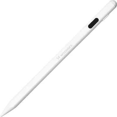 A white stylus pen is shown against a white background.