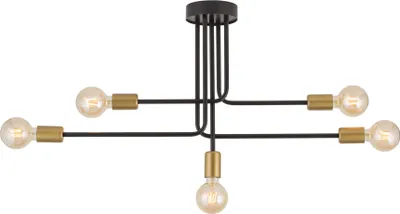 Obrázek produktu pro Závěsné svítidlo Gino, černé a zlaté, 5xE27x15W, kov, rozměry: 44x83x13 cm, IP20, Sigma Lighting
