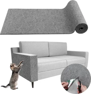 Produktbild von Selbstklebende Katzenkratzmatte 40×200 cm, individuell zuschneidbar, schützt Möbel und Sofas – Hellgrau