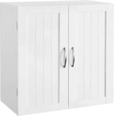 Image de Armoire à pharmacie - Armoire murale à 2 portes, salle de bains, cuisine, étagère murale, armoire à pharmacie, blanche