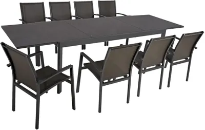 Produktbild von 9-Teilige Tischgruppe, Alu, Platte