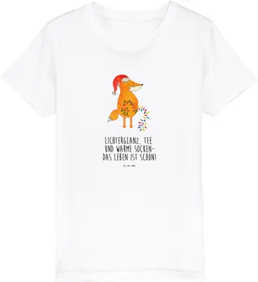 Produktbild von Mr. & Mrs. Panda Kleinkinder T-Shirt Fuchs Weihnachten 12-14 Jahre (152/164) - Weiß - Geschenk, Winter, Jungen, Weihnachtsmann, Kinder Shirt, Nikolaus, Kindershirt