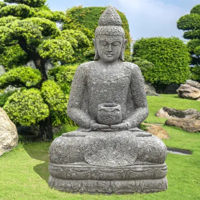 Image de Stonox Bouddha Nangloi avec coupe en pierre naturelle 73x98x152 cm
