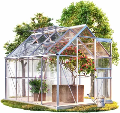 Produktbild von Zahradní skleník z polykarbonátu se základnou M4, 250x190x195cm