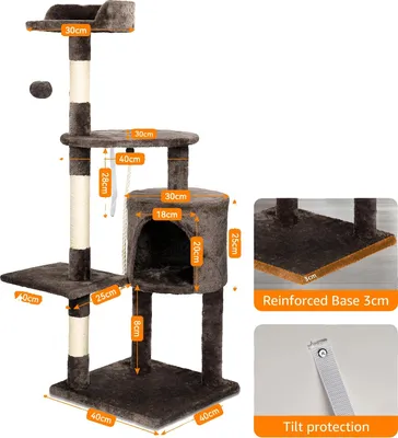 Obrázok produktu pre Strom pre mačky, viacúrovňová konštrukcia, sisalové škrabadlo, PE00113002