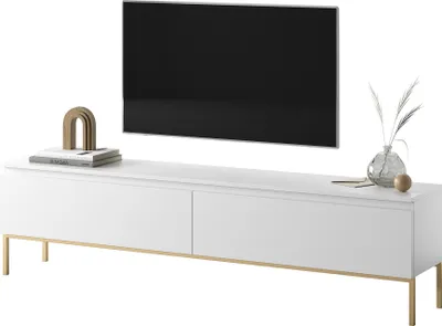 Produktbild von Selsey Bemmi - TV-Lowboard Weiß mit goldenen Metallfüßen, 175 cm
