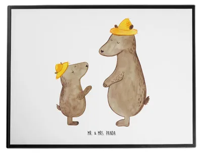 Produktbild von Mr. & Mrs. Panda schreibtischunterlage Bären mit Hut - Weiß - Geschenk, tischschutzmatte, Vatertag, schreibtischunterlagen, Familie, tischpad, malunterlagen, Vorbild