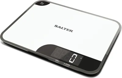 Produktbild von Salter 1064 Elektronische KÃ1/4chenwaage mit LCD-Infodisplay, Messbereich bis 5 kg, Glas-Wiegeschale, Zuwiegefunktion, Automatische Abschaltung