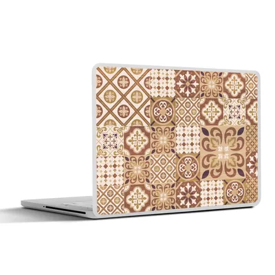 Produktbild von MuchoWow® Laptop Aufkleber Sticker Cover Blumen - Figuren - Vintage - Braun - Design 30x22 cm - Laptop-Sticker